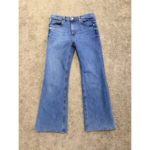 MNG Mango Boot Crop Cropped Fringe Jeans Stretch Blue Size 6 Womens Denim Pants